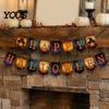 Realistic Haunted House Accents Happy Halloween Banner, Cloth Garland Horror Ghost Bat Spider Web Flags Scary Theme Party Props Honeycomb Ball