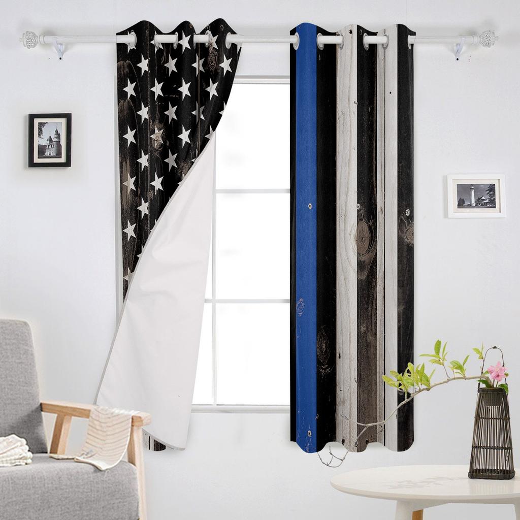 Wooden American Flags Blackout Curtains For Living Room Window Curtains For Bedroom Kitchen Curtains Drapes Blinds