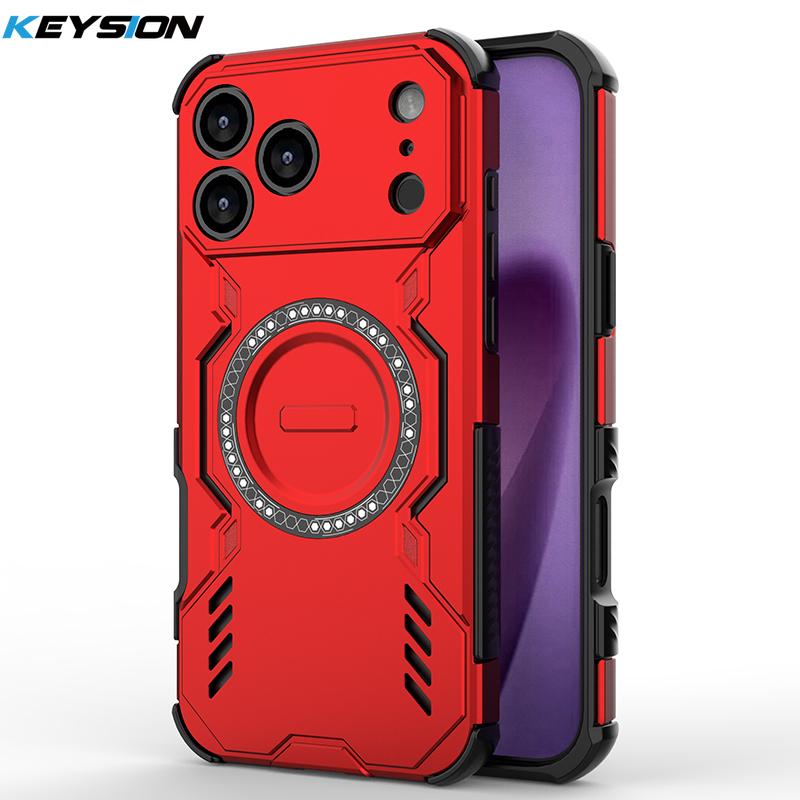 KEYSION Hollow Heat Dissipation Case for MagSafe for iPhone 17 Pro Max Soft Silicone+PC Magnetic Cooling Shockproof Phone Cover