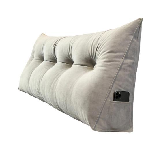 Headboard Triangular Pillow Headboard Wedge Cushion with Removable Cover Daybed Bolster Pillow with Side Pocket for Bed Reading Working