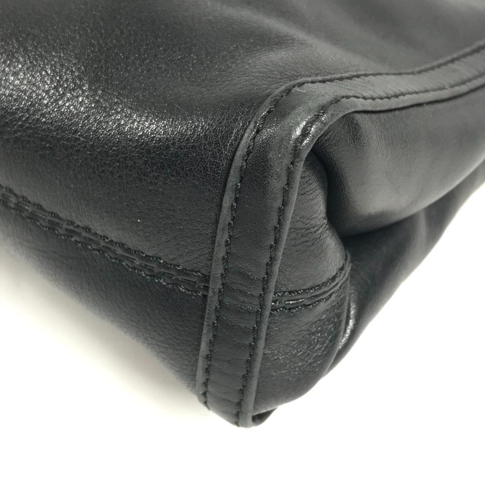 CELINE vintage logo Cluch Bag Bag Pouch Clutch bag Leather Black