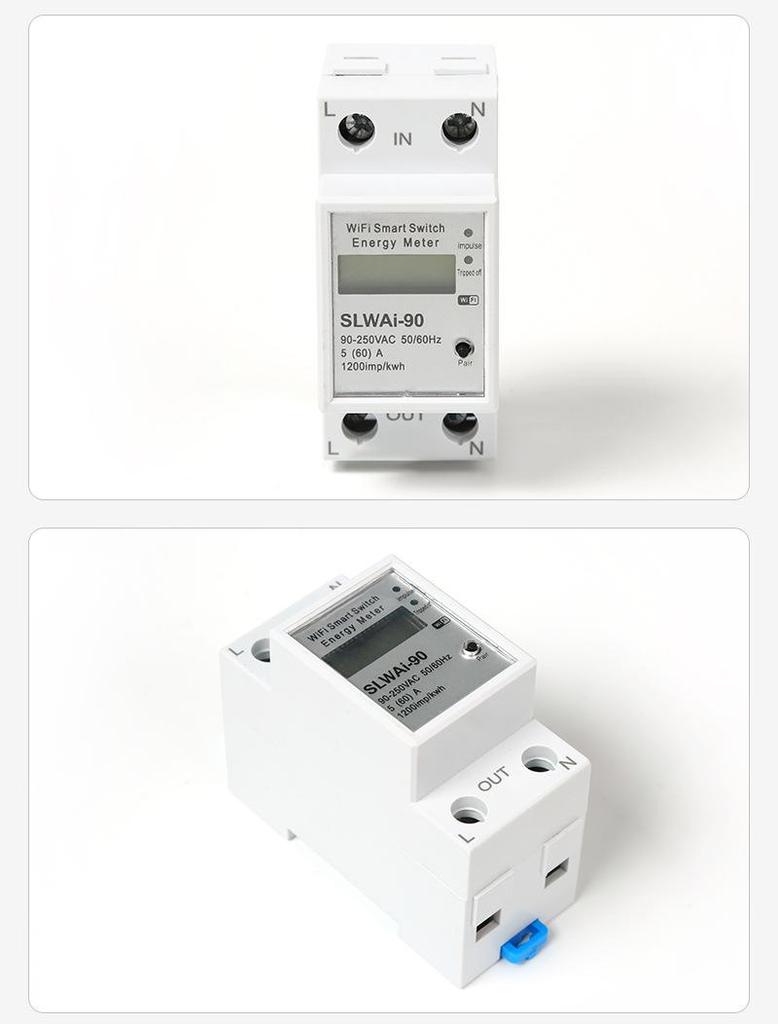 Tuya Smart WiFi 220V Multifunctional Digital Electricity Meter with Remote Control and DIN Rail Mount