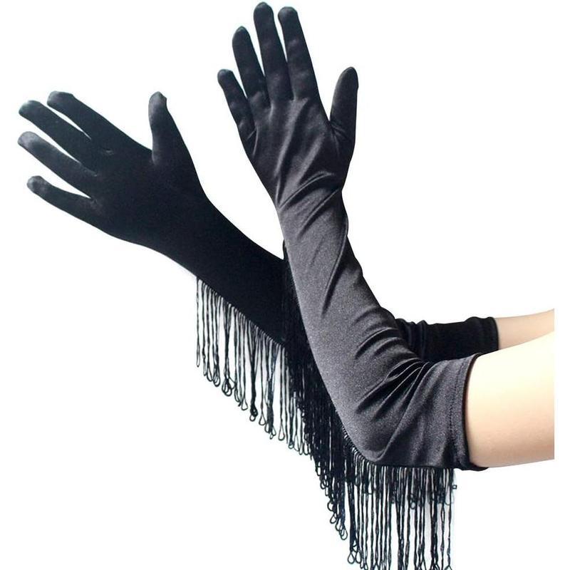 Meier I 75153 long fringe satin gloves tassel satin gloves