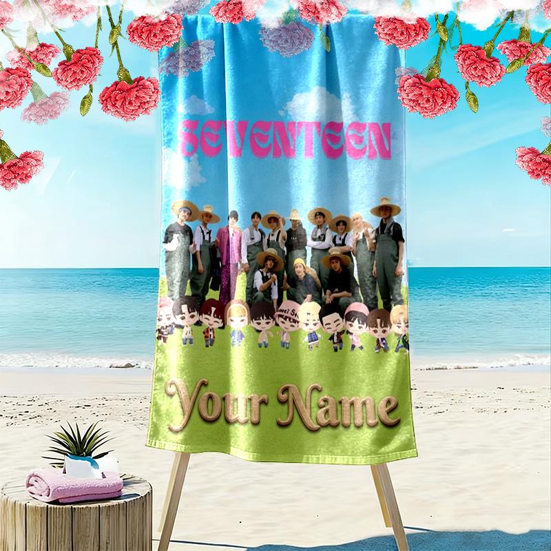 Name Custom Seventeen Print Beach Towel, Large Soft Quick Dry Towel for Beach Camping Swimming