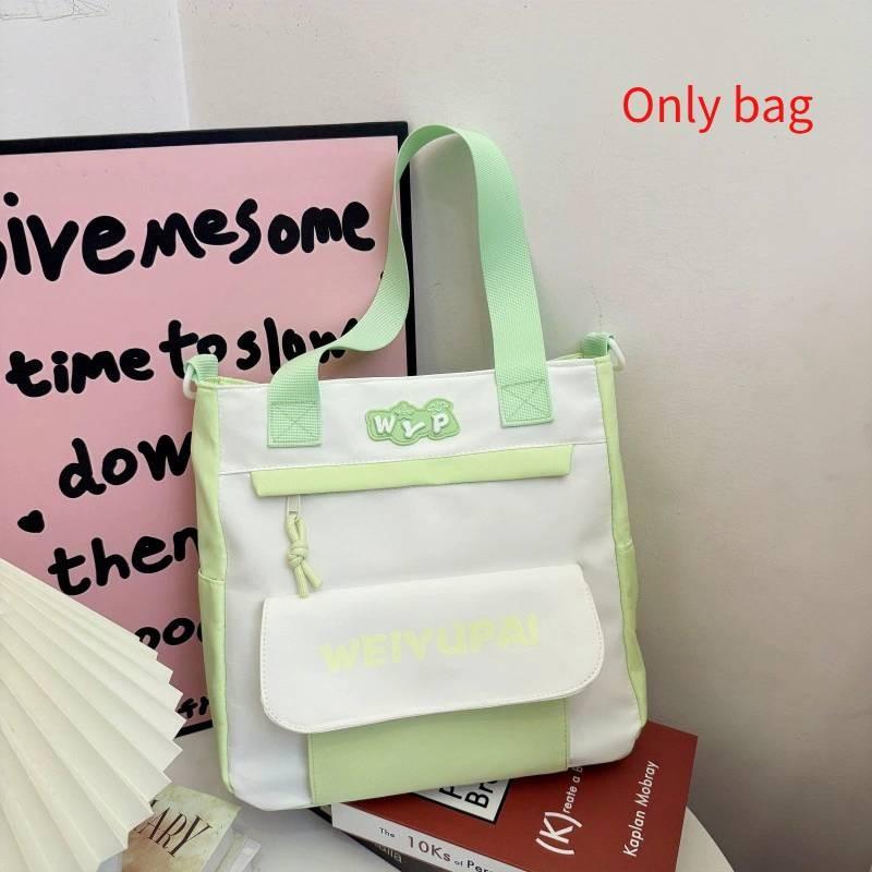 Blocked Color Simple Letter Print Student Backpack Shoulder Bag Set For School