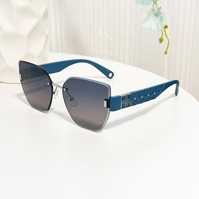 Xiaoxiangfeng Frameless Trimmed Sunglasses Women'S Polygonal Design Sunglasses Unisex Four-Leaf Clover Glasses