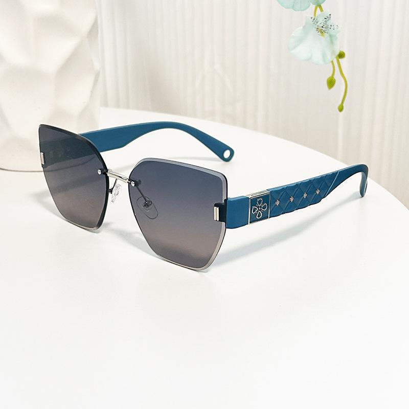 Xiaoxiangfeng Frameless Trimmed Sunglasses Women'S Polygonal Design Sunglasses Unisex Four-Leaf Clover Glasses