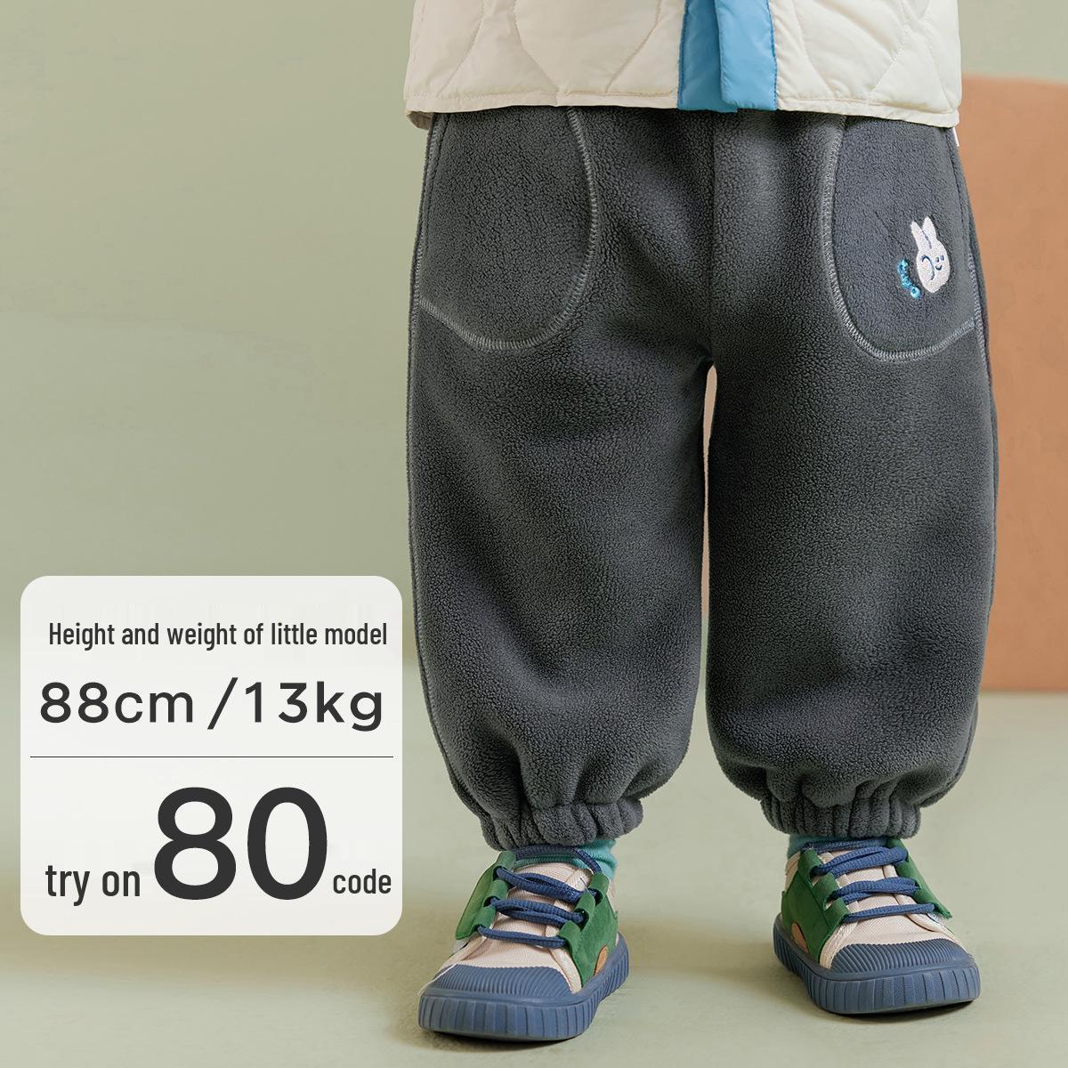 

Зима 2025 Новые Милые Флисовые Штаны для Девочек - Корейский Стиль, Теплые Повседневные Детские Длинные Штаны