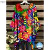 T-shirt Elegante Bohemien da Donna Stampa Notte Stellata Bianco Pois su Tutta la Superficie Orlo Asimmetrico Scollo a O Moda Casual Donna Abbigliamento Y2k