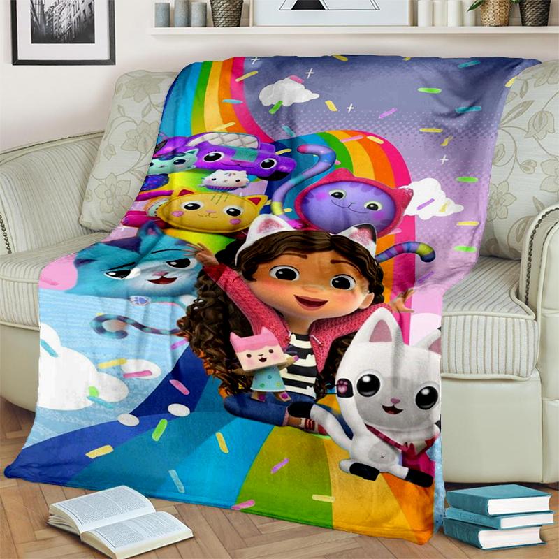 3D Kawaii Gabbys Dollhouse Cartoon Girl Gift Blanket,Soft Throw Blanket for Home Bedroom Bed Sofa Travel Picnic Cover Kids