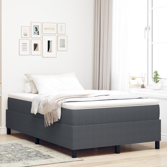 VidaXL Lit à Ressorts avec Matelas Gris Foncé 120x200 cm Tissu en Velours Côtelé 3337458