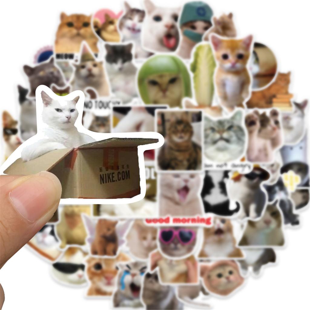 50Pcs Cats Theme Sticker Cartoon Animal Sticker for Journal Planner Pen Case Children Sticker for Rewarding Scrapbooking