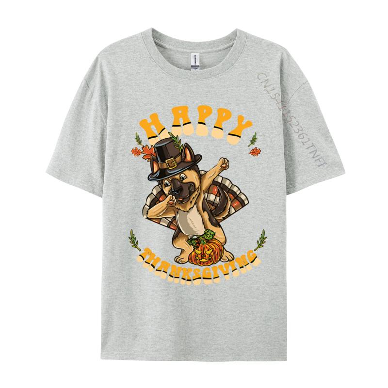 

Turkey German Shepherd Happy Thanksgiving Tshirt Normal T Shirt Funny Design New Tshirts Men Cotton T Shirt Cream T Shirt S