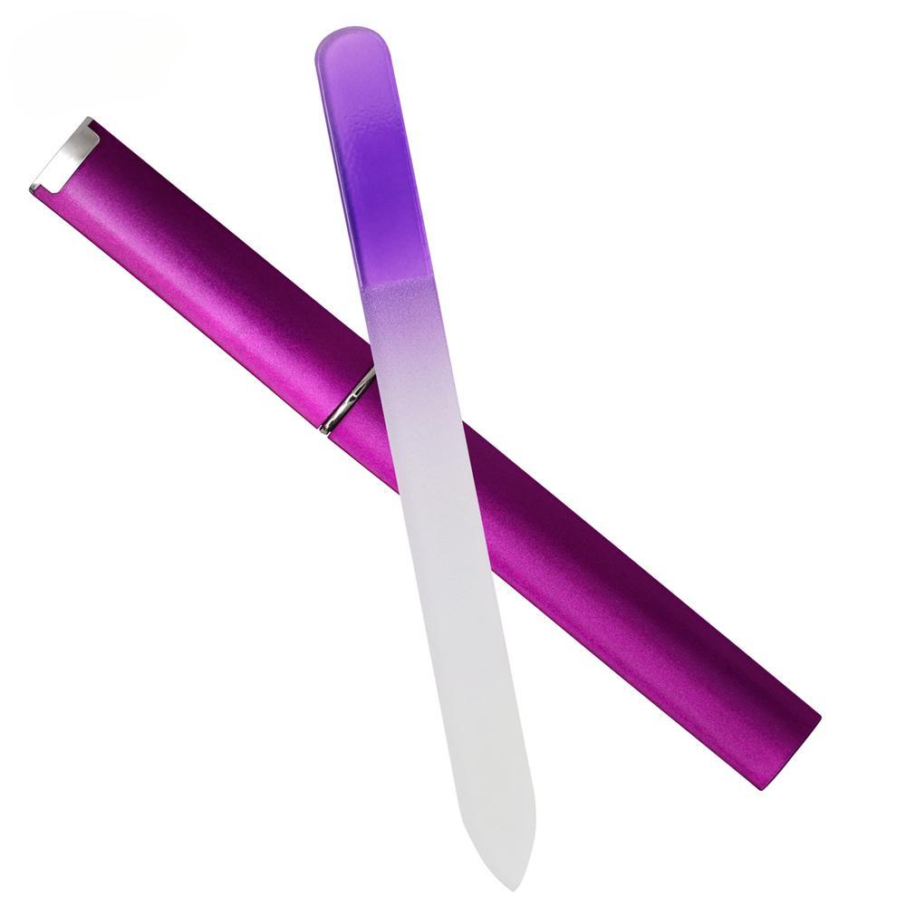 

Кришталева скляна пилка для нігтів із футляром Професійні пилочки для нігтів Манікюрний пристрій Інструмент Міцні буферні пилочки для нейл-арту Інструменти для салонів краси фіолетовий