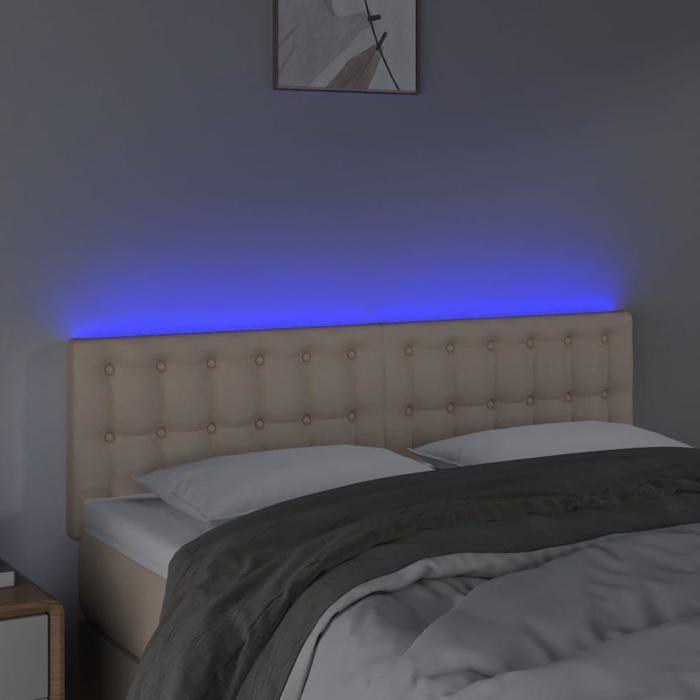 VidaXL Tête de Lit à LED Meuble de Chambre à Coucher Accessoire de Lit Double Tête de Cadre de Lit Intérieur Cappuccino 3121707