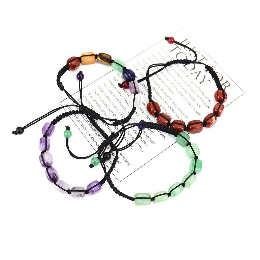 Hand-Woven Colorful Crystal Bracelet Rectangular Stone Yoga Bracelet B62