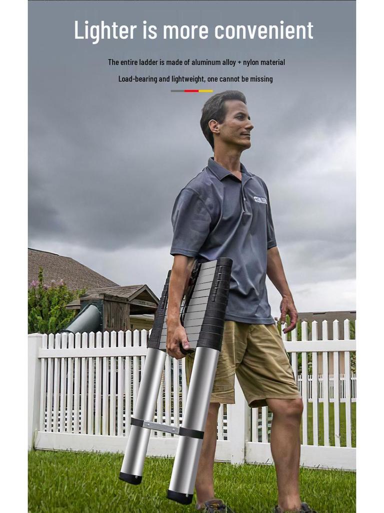 Portable Aluminum Alloy Folding Telescopic Ladder - Single-Sided Household Use