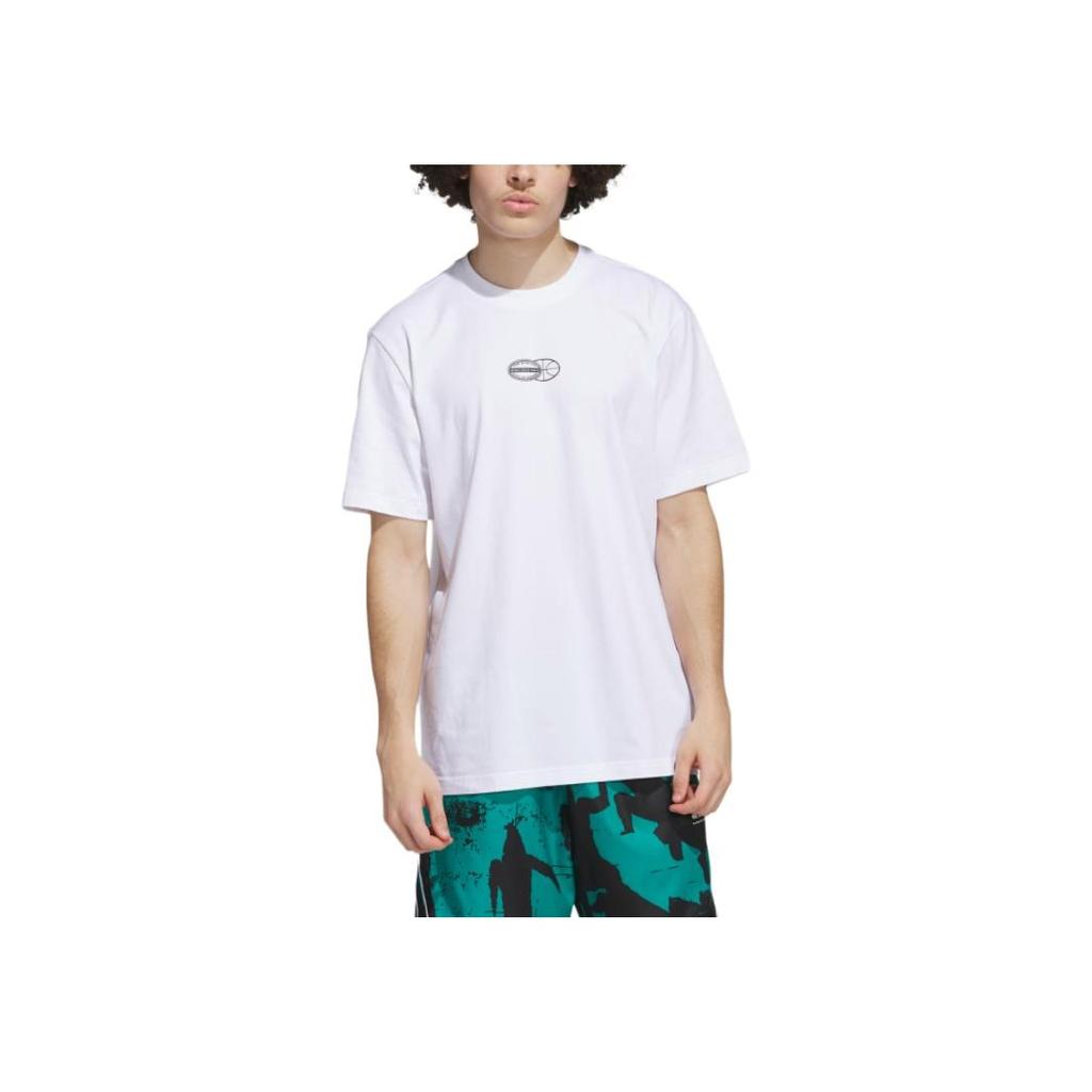Adidas Basketball Get Buckets Graphic Pullover Comfortable Short Sleeve T-Shirt Men Tops White JI7116