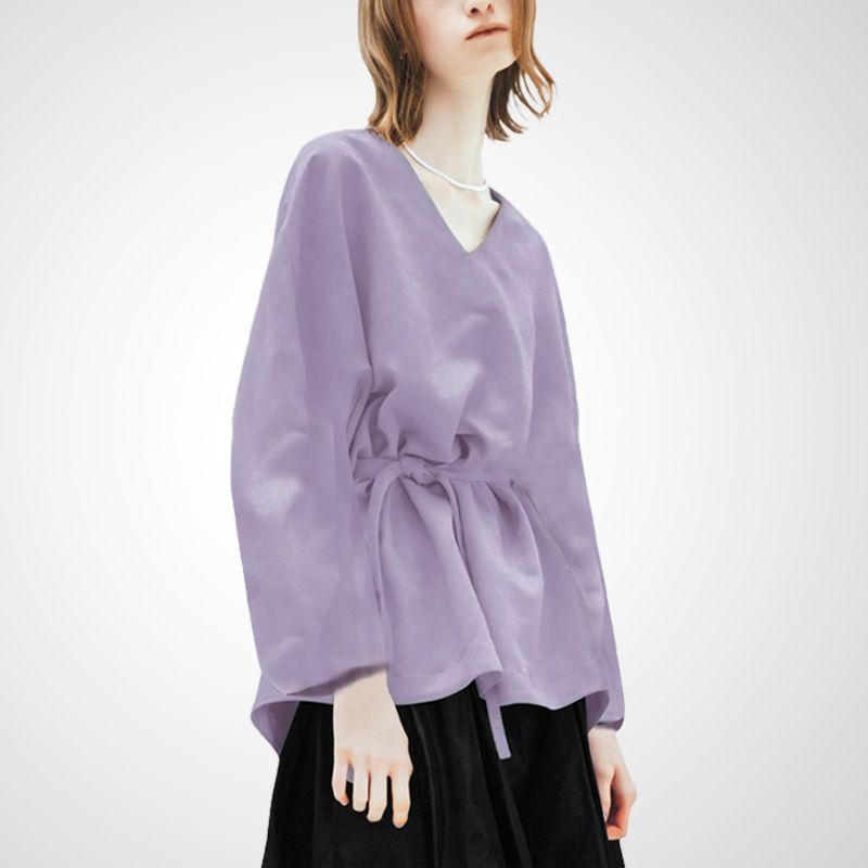 

Молодежный приталенный топ в французском стиле, светло-фиолетовый