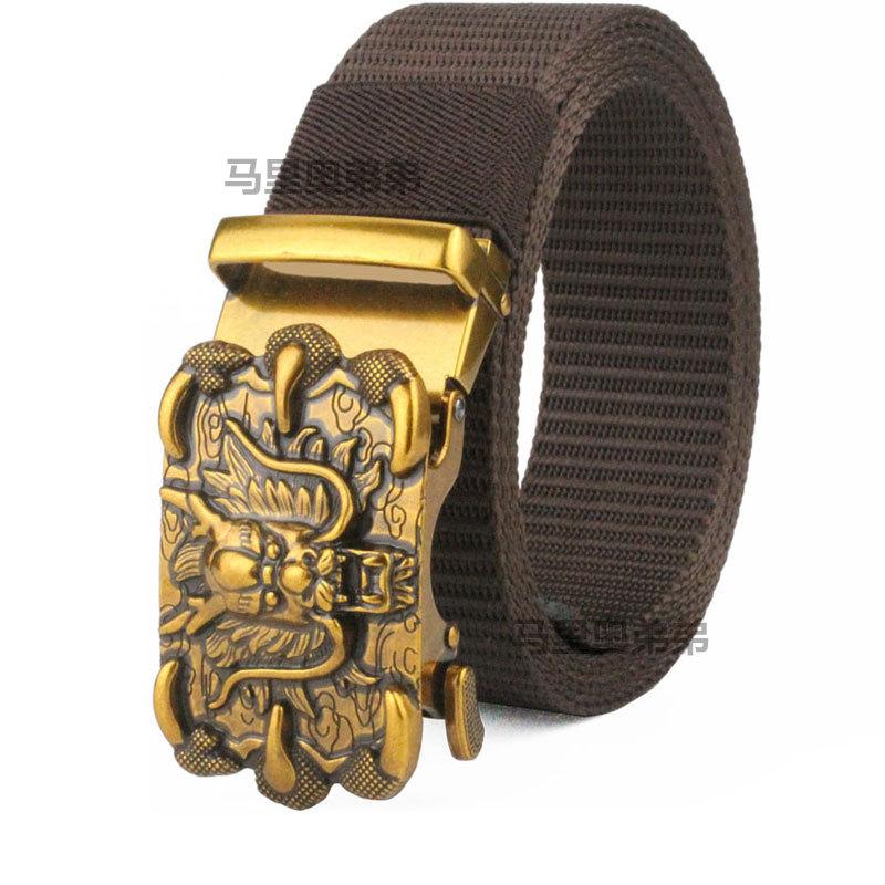 Belt, Men's Automatic Buckle Toothless Business Casual Men's Belt, Young People's Personality Trendy Nylon Canvas