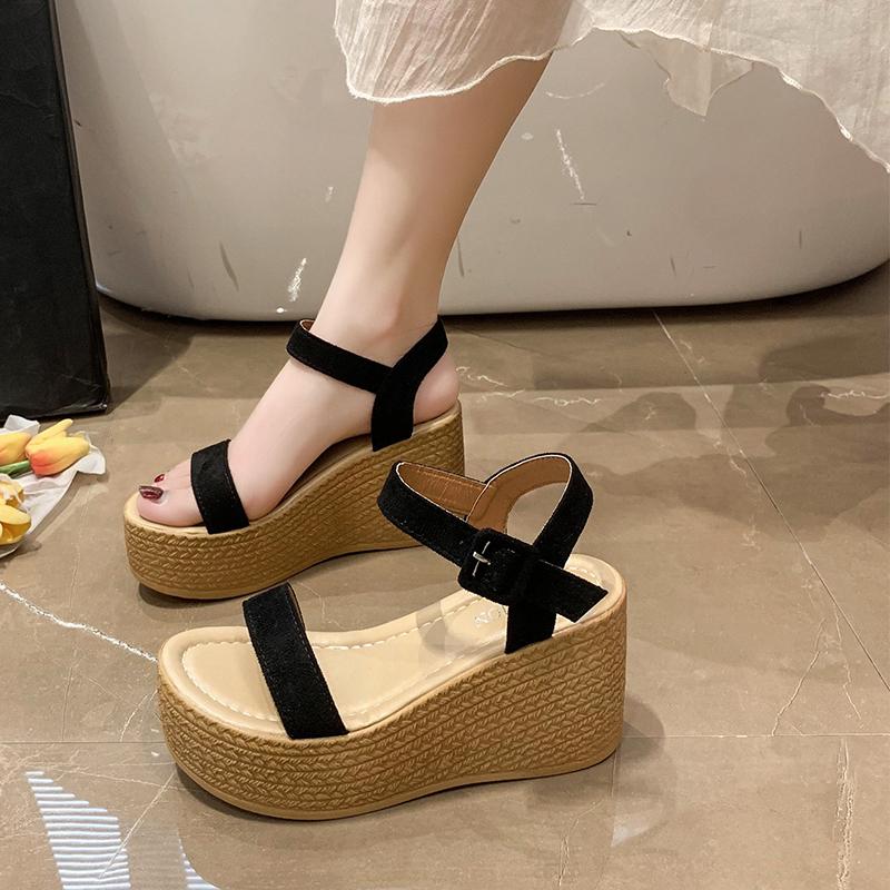 WTEMPO Dámské sandály se silnou podrážkou semišové přezka a šikmé podpatky příležitostné všestranné sandály proti skluzu dropshipping velkoobchod