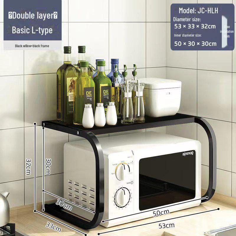 Three-Layer Kitchen Microwave and Spice Storage Rack