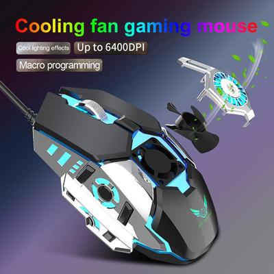 Mouse para jogos com ventilador e resfriamento, programação macro, mouse para jogos RGB competitivo