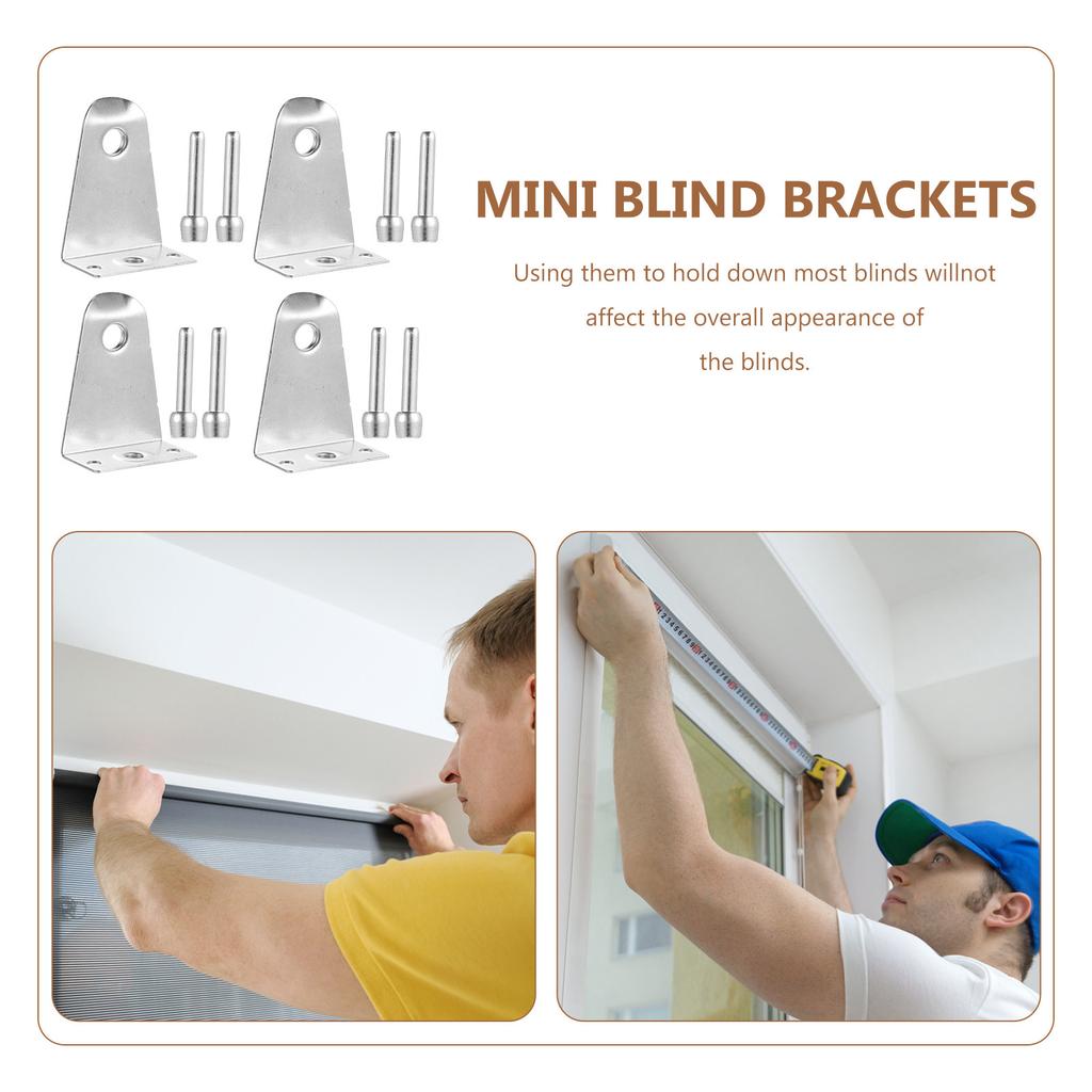 8Sets Blind Brackets Stainless Steel Classic Holders Easy Install Replacement Pin Bolts for Mini Blinds Window