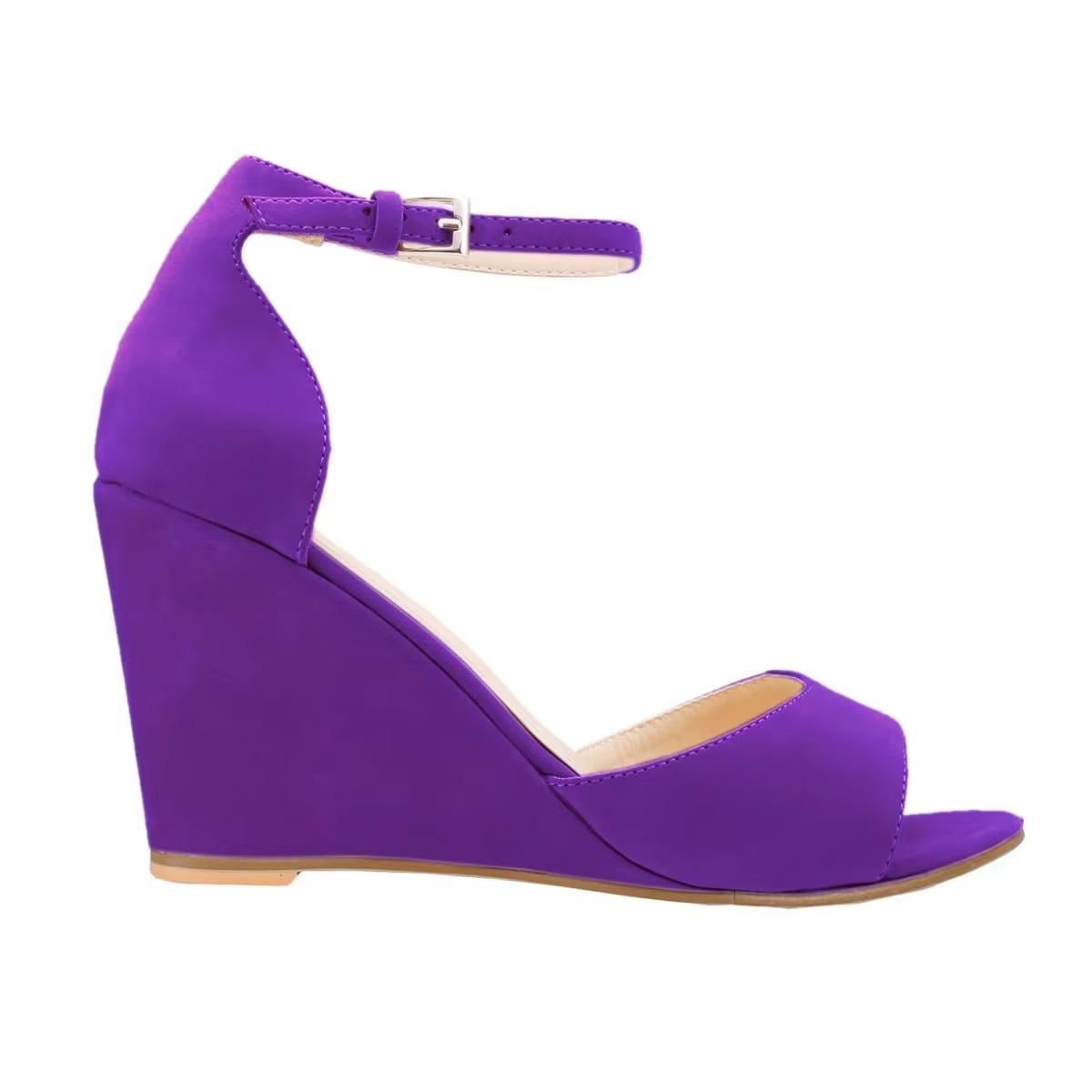 

Женские босоножки на высоком каблуке с открытым носком и пряжкой, высотой 80 мм, для вечеринки, свадебного платья, женские сексуальные туфли LOSLANDIFEN 37 фиолетовый