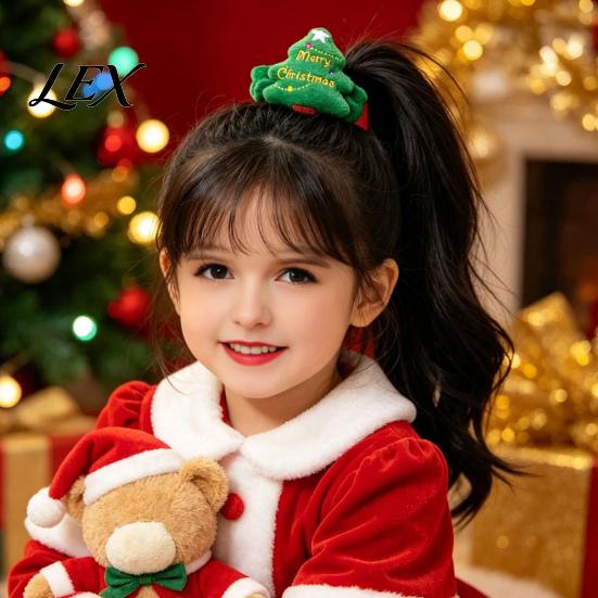 Versatile Hair Accessories for Daily Wear Flannel Christmas Tie Girls, Soft Scrunches with Reindeer/Christmas Tree/Gift/ Santa Scrunchies Party Claus