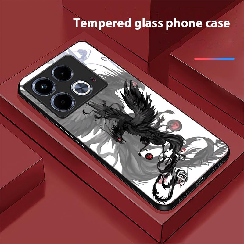 Funda de Cristal Templado Negra de Dibujos Animados Dapeng Para Infinix Note 40 4G 30i 12 G96 Smart 8 Hot 9 Play 10 11S 12 20i 50 Pro Plus 5G