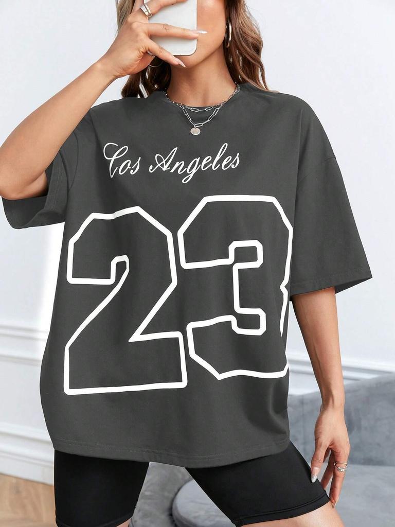 Los Angeles 23 Cotton Print Tee Shirt Original Loose Comfortabletshirt Individual Casual Soft Tee Top Aesthetic Fashion T-Shirt