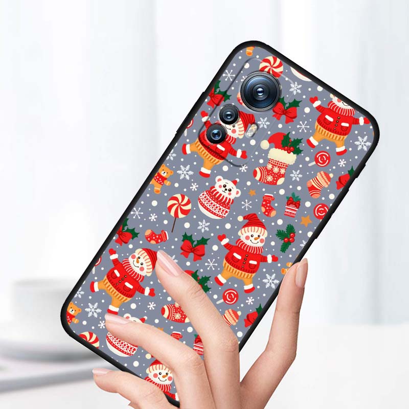 Christmas Cartoon Pattern For Xiaomi Mi 15 14 13 13T 12 12T 12S 11 11i 11T Pro Ultra Lite 5G Black Soft Phone Case