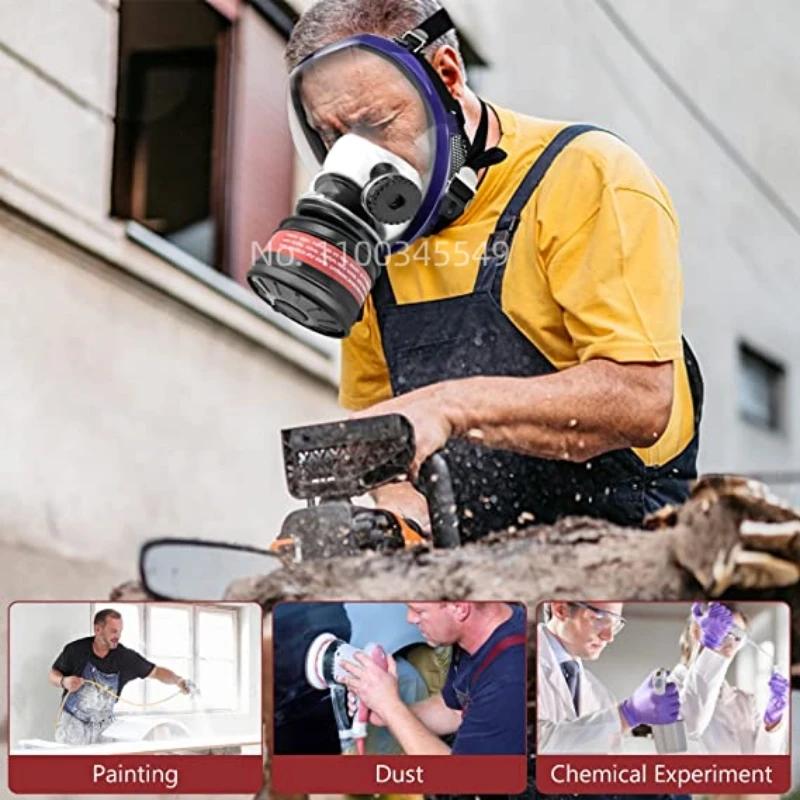 Respirator pentru față completă Mască de gaze Canistră filtru carbon activ 40 mm Potrivit pentru fumuri Chimic, vopsea spray, tactic-supraviețuire