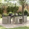 vidaXL 5-piece Garden Dining Set with Light Grey Poly Rattan Cushions 3380707