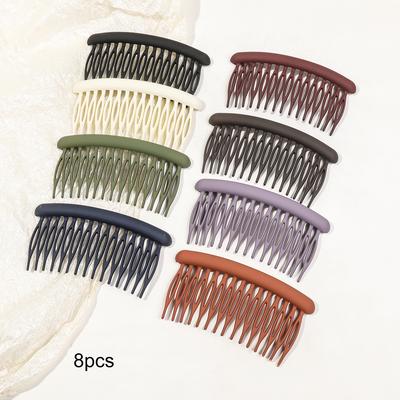 8 Pcs Hair Combs for Women Accessories Colorful Hair Side Combs Decorative Solid Plastic Side Wide Teeth Combs, 15 Teeth