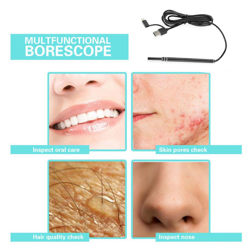 Medical Otoscope Earpick Oral Cavity Dental Endoscope Inspection Device with LED Light