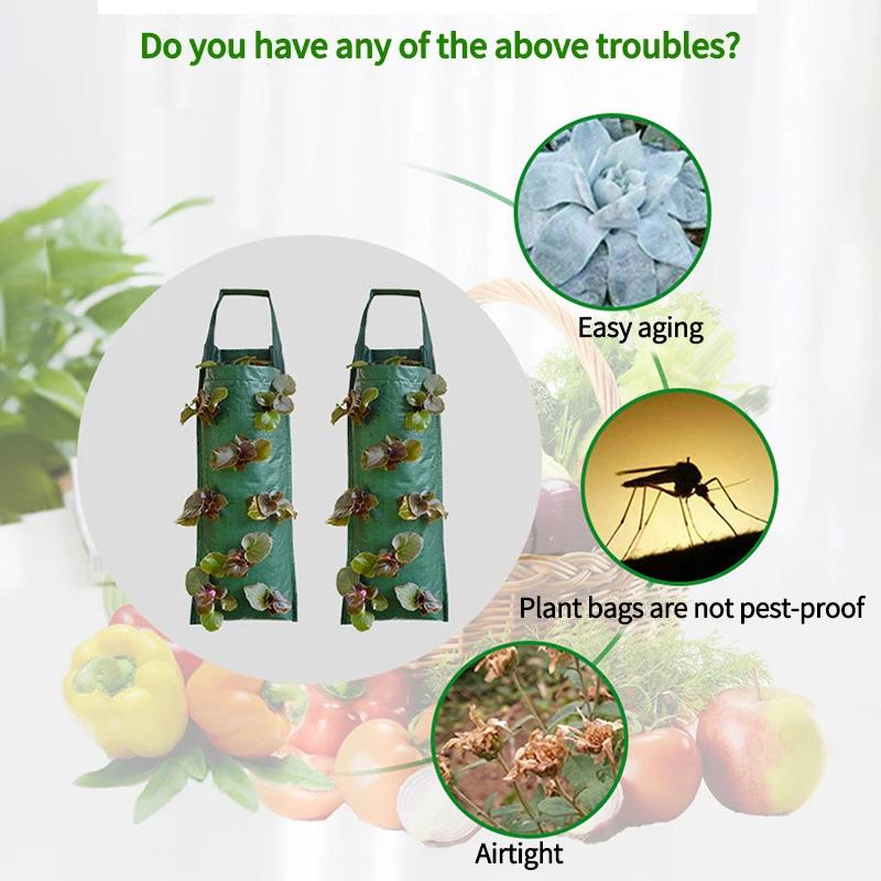 Hanging Grow Bag Strawberry Flower Planter Pots Vertical Garden Vegetable Planting Pots Indoor Outdoor Garden Accessories