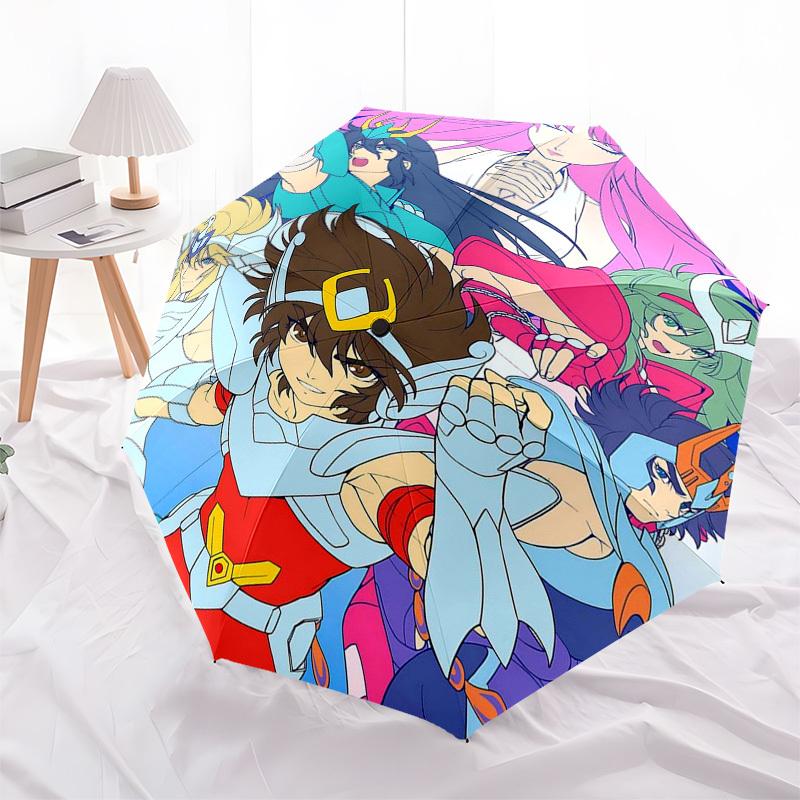 

1pc Saint Seiya: Knights of the Zodiac, Auto Open Umbrella with Portable Tri-Fold Design, 8-Bone Iron Frame Outdoor Umbrella, Perfect Gift for Fans, T
