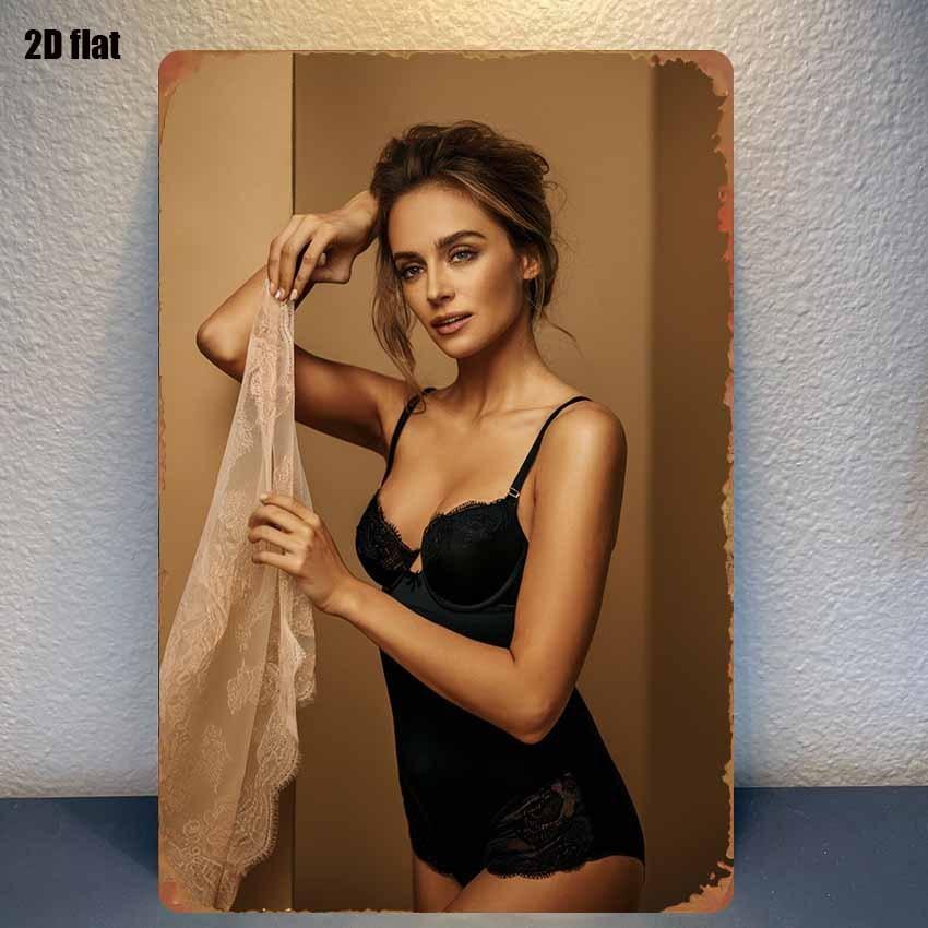 

D PC Sexy Lace Lingerie Poster Metal Sign for Bedroom Bar Garage Garden Outdoor Decor 20x30cm（7.8x11.8inch）