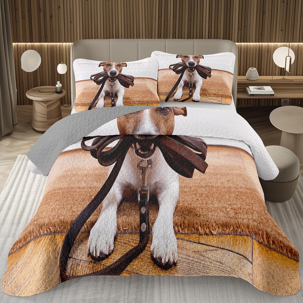 Copriletto Divertente per Cani Singolo Matrimoniale Kawaii Coperta Animale Cartone Animato Cani da Compagnia Set Biancheria da Letto Per Bambini e Bambine Copriletti Trapuntati Reversibili