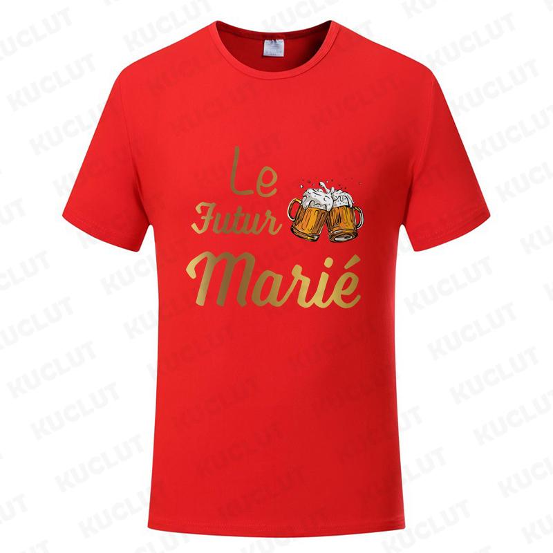 French Evg Team Married Tops Single Farewell Bachelor Party T Shirt Future Groom Man Tshirt Fashion Beer Graphic Wedding Tees