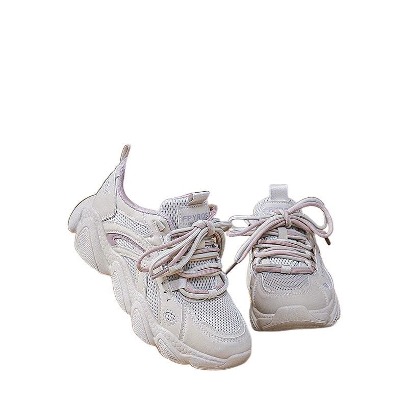 New summer mesh breathable and lightweight sports shoes shock-absorbing running dad shoes soft sole thin mesh shoes