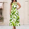 Women Plus Size Round Neck Triple Keyhole Cutout Sleeveless Floral Printed Long Dress