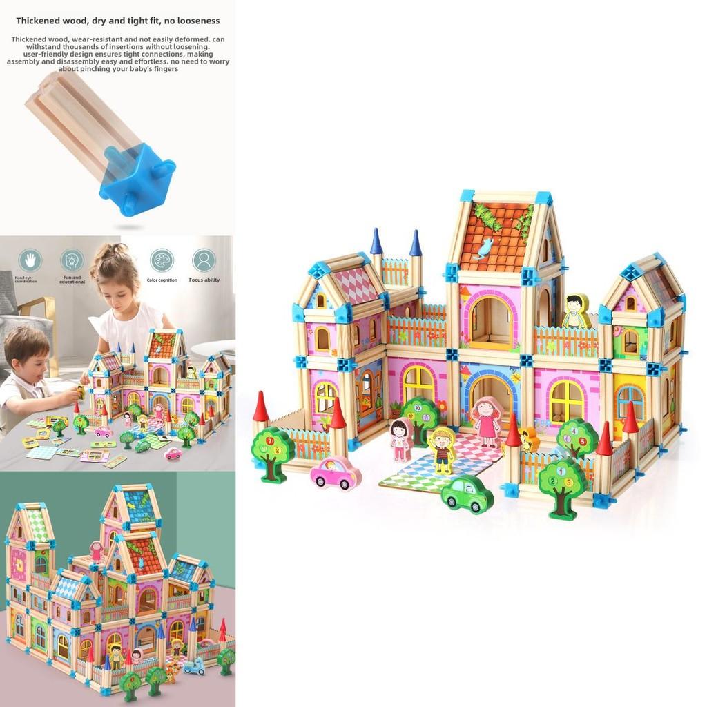 Wooden House Construction Free Assembly Of Building Blocks Children Toy Set For Creative Play And Learning