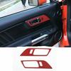 Inner Door Handle Frame Trim Cover Red Carbon Fiber For 2015+ Ford Mustang ABS