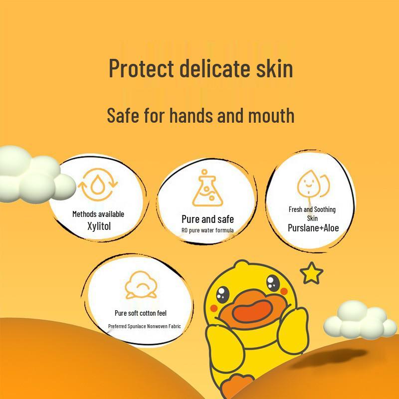 Little Yellow Duck Skin-Friendly Baby & Children's Disposable Wet Wipes for Face and Hands