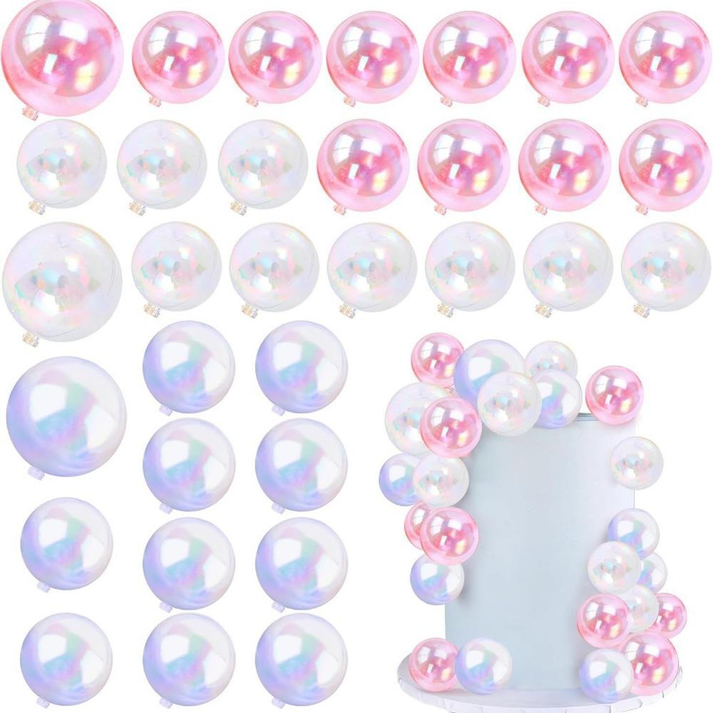 32PCS Mixed Sizes Ball Cake Toppers Transparent Cake Ball Decoration  For Birthday Party