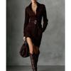 Women's Turn Down Collar Long Sleeve Shirt Dress High Waist Casual Mini Gown