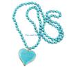 HX6F Bohemian Turquoise Heart Pendant Necklace for Women Vintage Sweater Chain